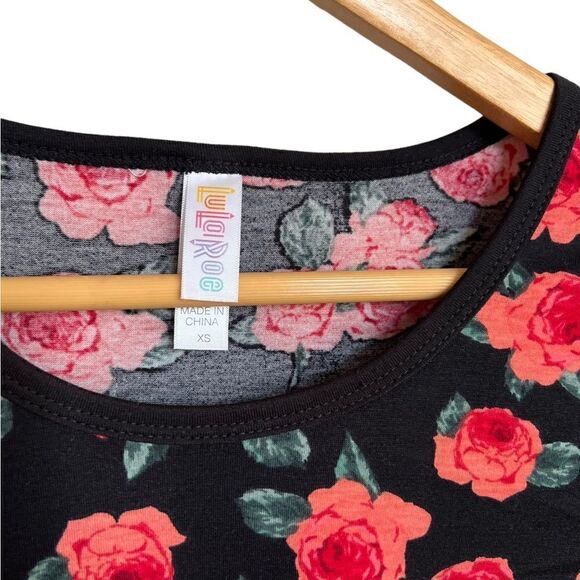 LuLaRoe Randy Floral with Striped Sleeves Size XS - Picture 4 of 5